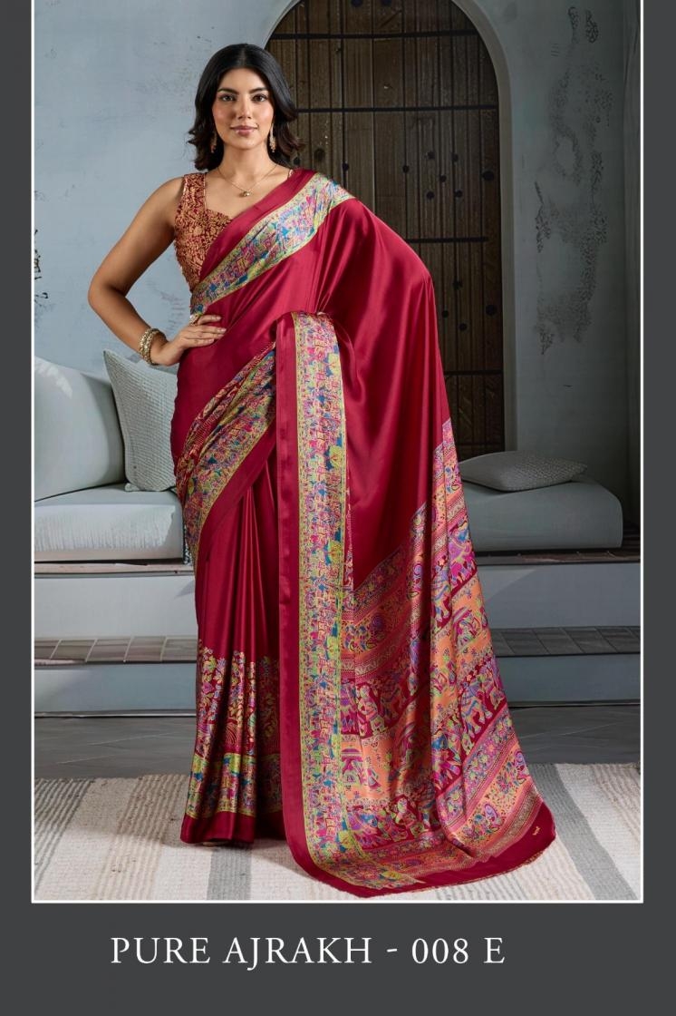 rajtex pure ajrakh 008 modal satin casual wear wholesale saree 
