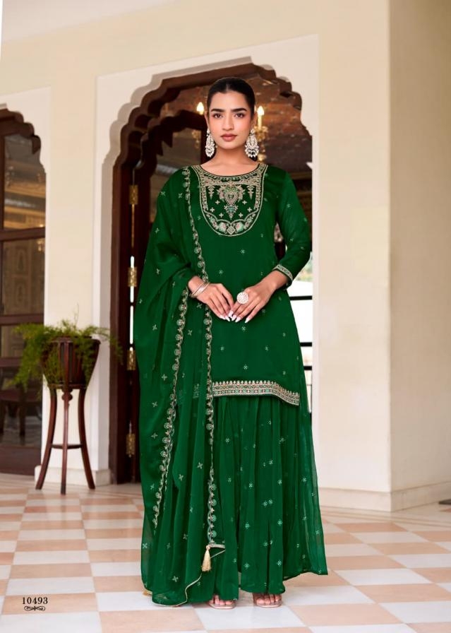 rangoon manjari vol 2 series 10491 to 10494 readymade chiffon plazzo kurti with dupatta in wholesale surat