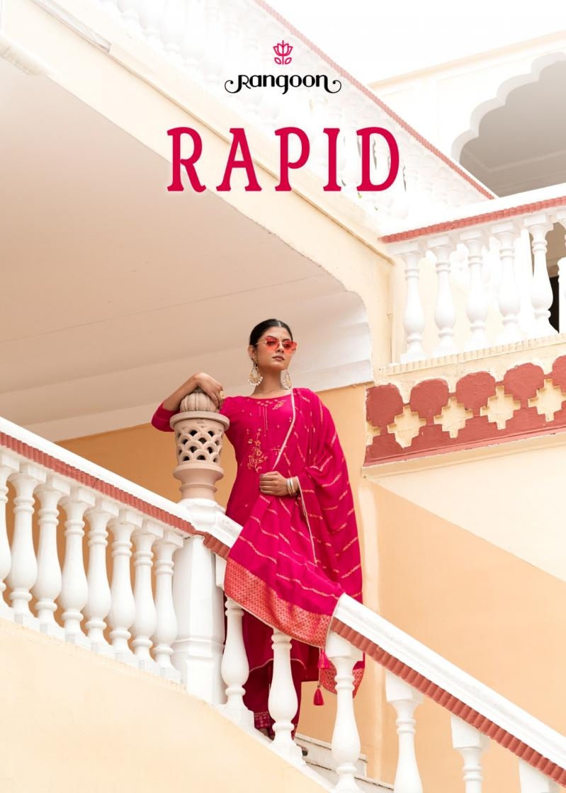 rangoon rapid series 10261 to 10266 viscose khatli work readymade suit in wholesale surat