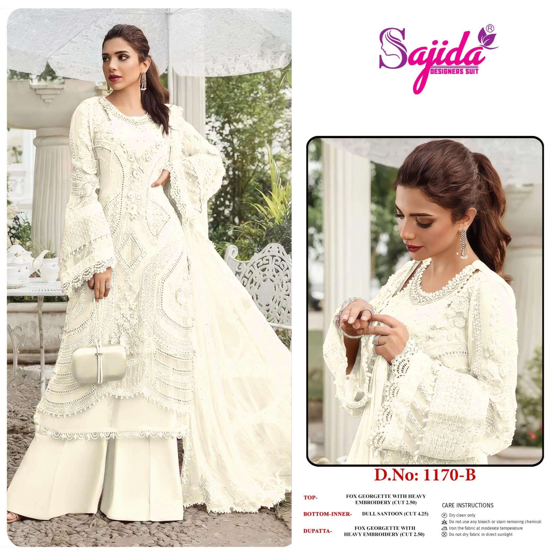 sajida designer 1170 A-B-C-D georgette designer pakistani salwar kameez in wholesale surat