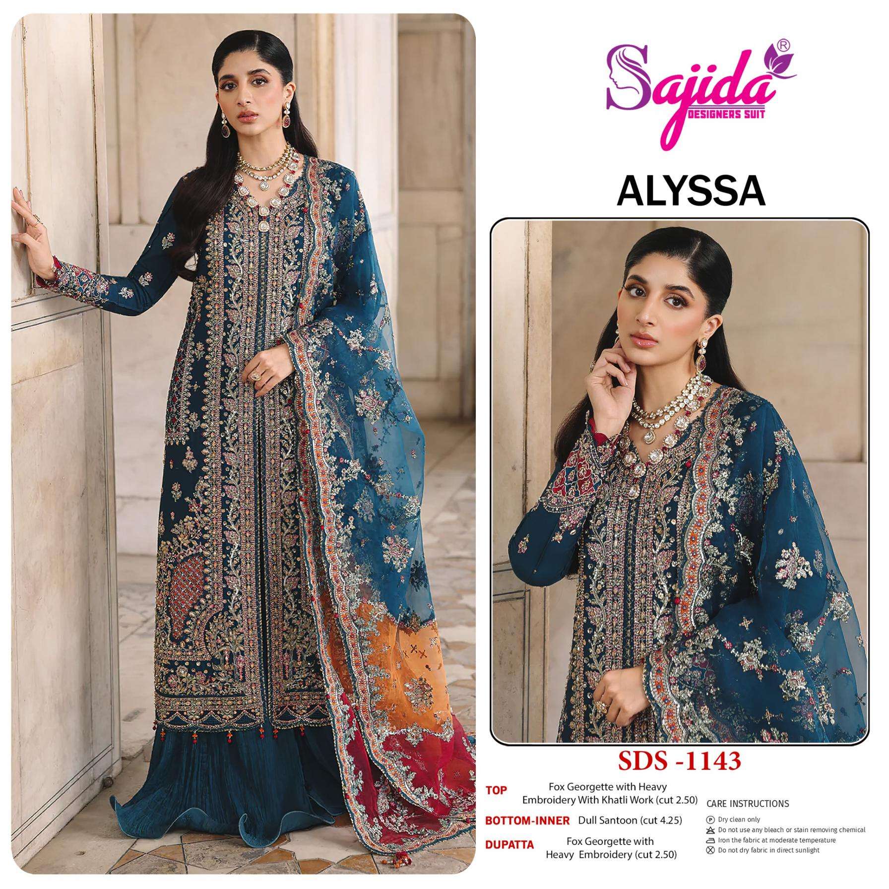 sajida designer alyssa 1143 georgette pakistani suit 