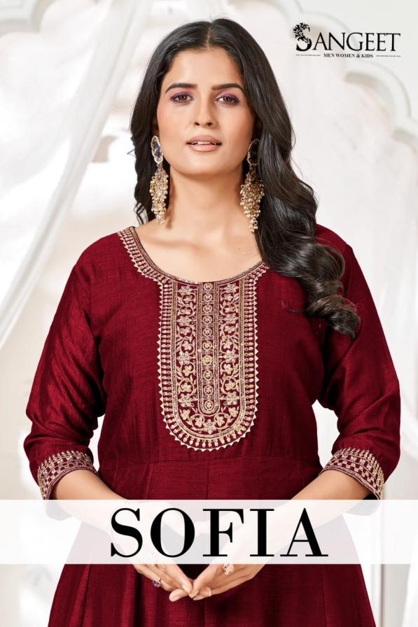 sangeet sofia series 1001-1005 vichitra silk wholesale kurti 