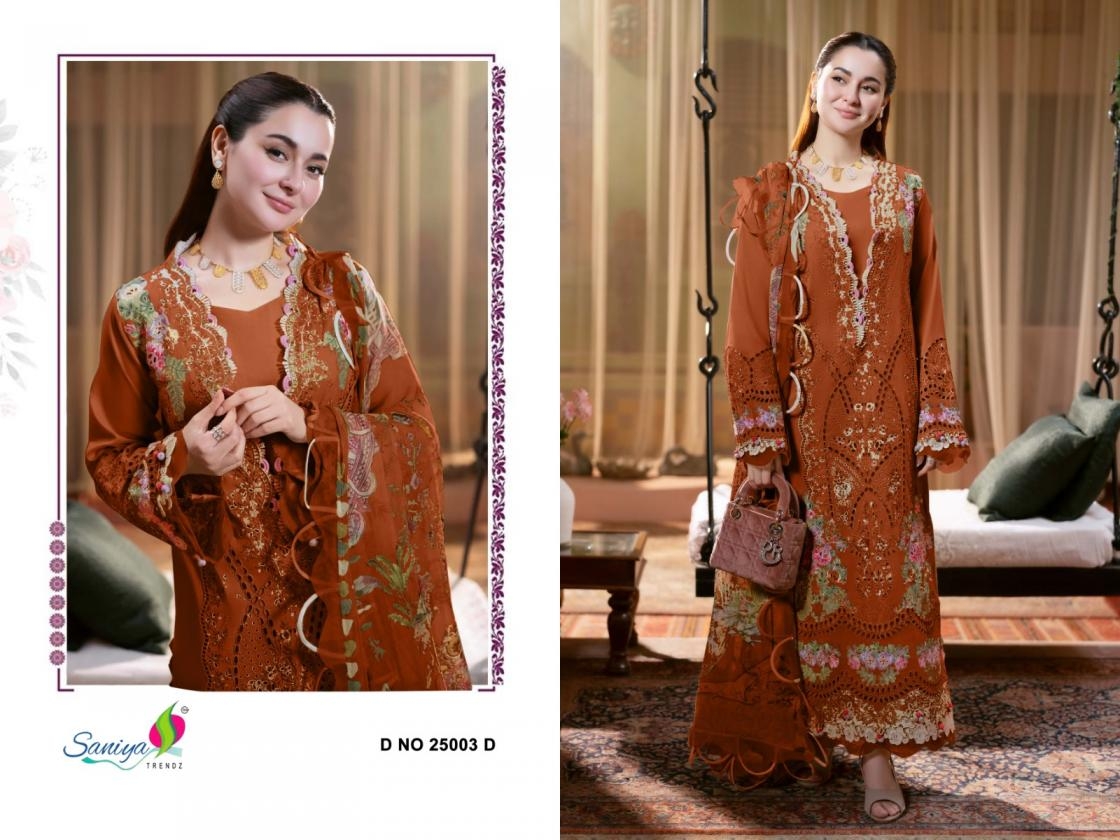 saniya trendz ombre vol 25 nx cotton 25003 D to G pakistani suit in wholesale surat