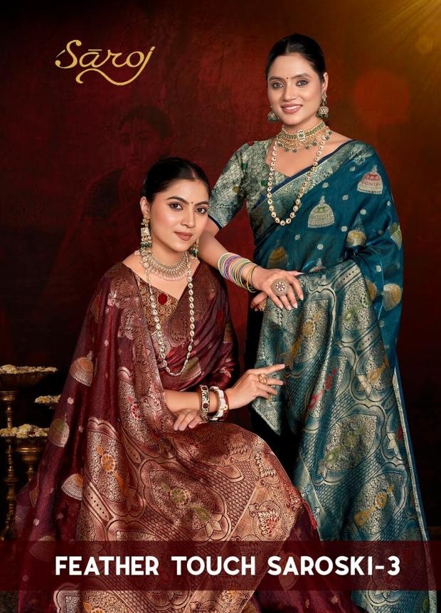 Saroj Feather touch saroski vol 3 series 3001-3006 Fedi silk wholesale saree