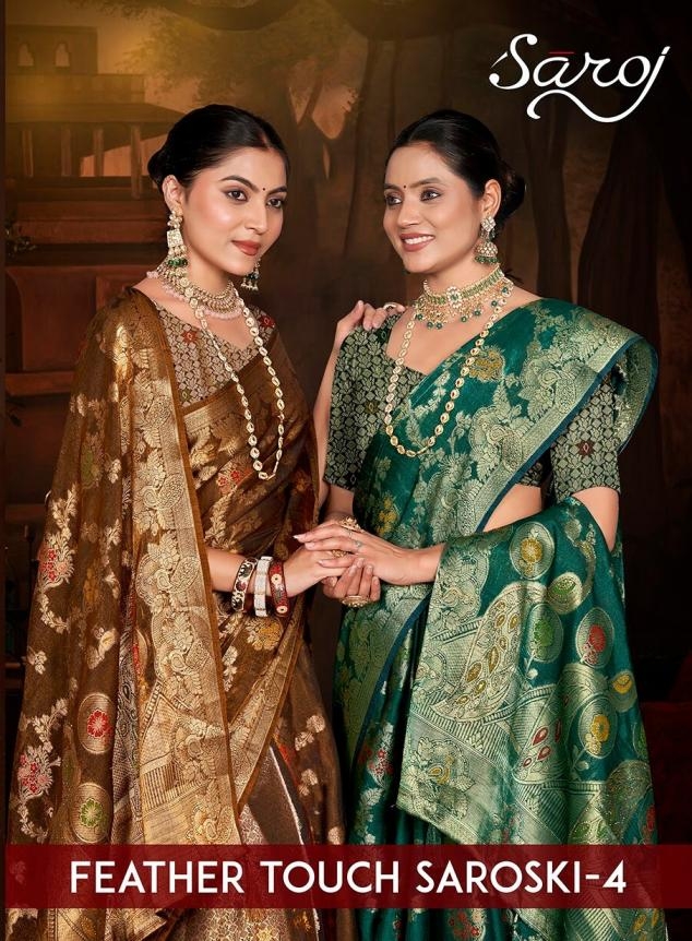 Saroj Feather touch saroski vol 4 series 4001-4006 Fedi silk wholesale saree 