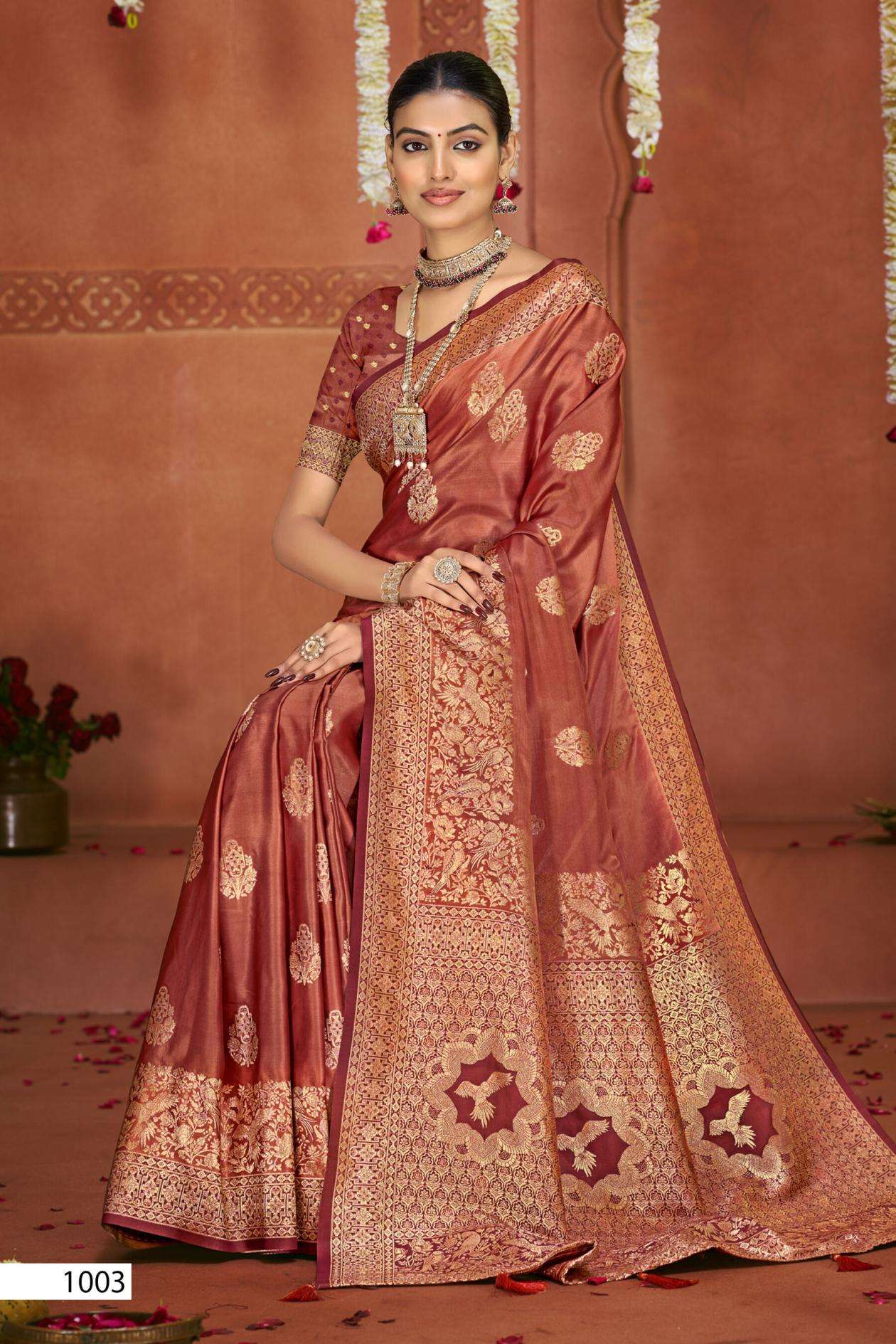 Saroj Gulzaar satin vol.5 series 1001 to 1004 satin silk saree in wholesale surat