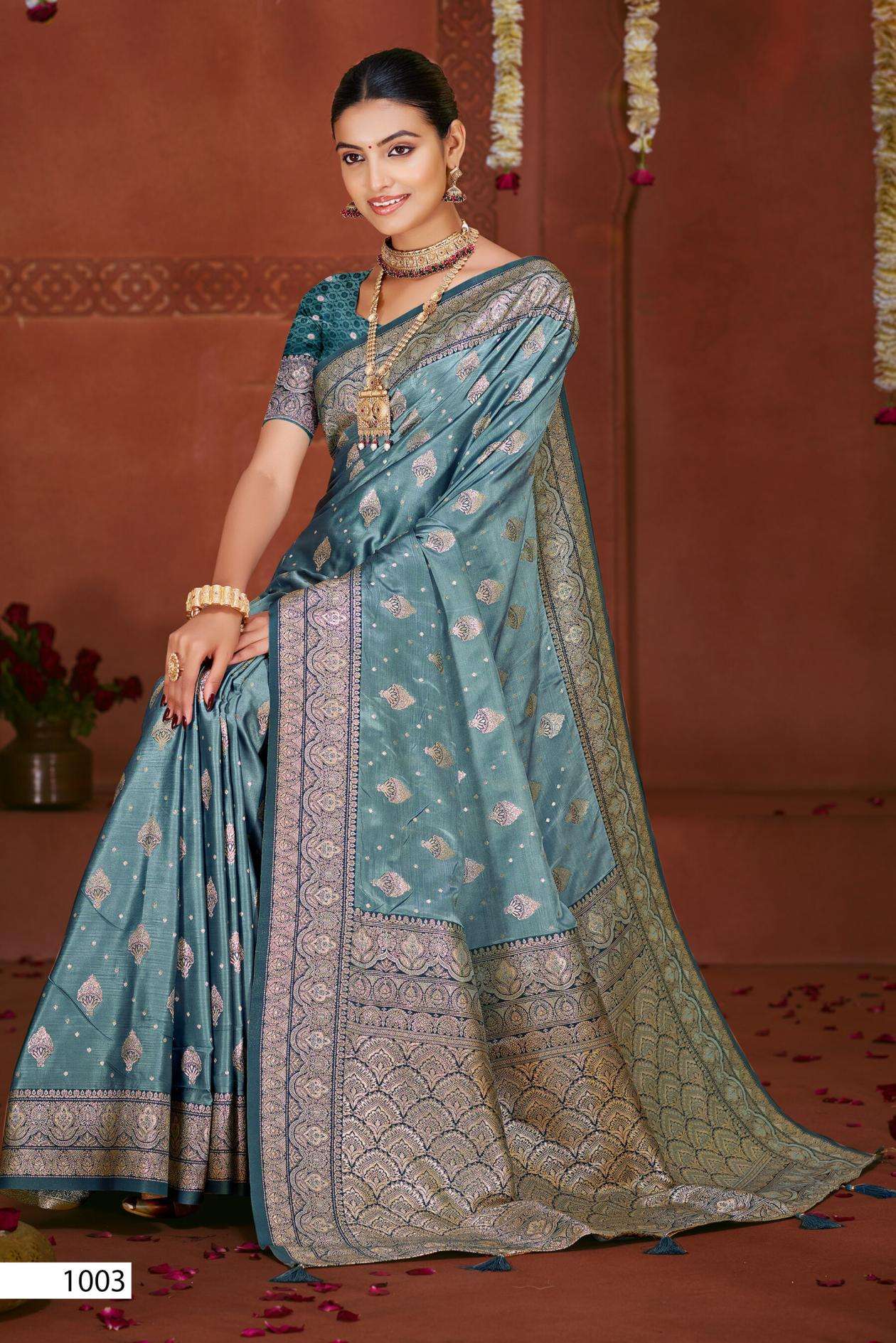 Saroj Gulzaar satin vol.6 series 1001 to 1004 satin silk saree in wholesale surat