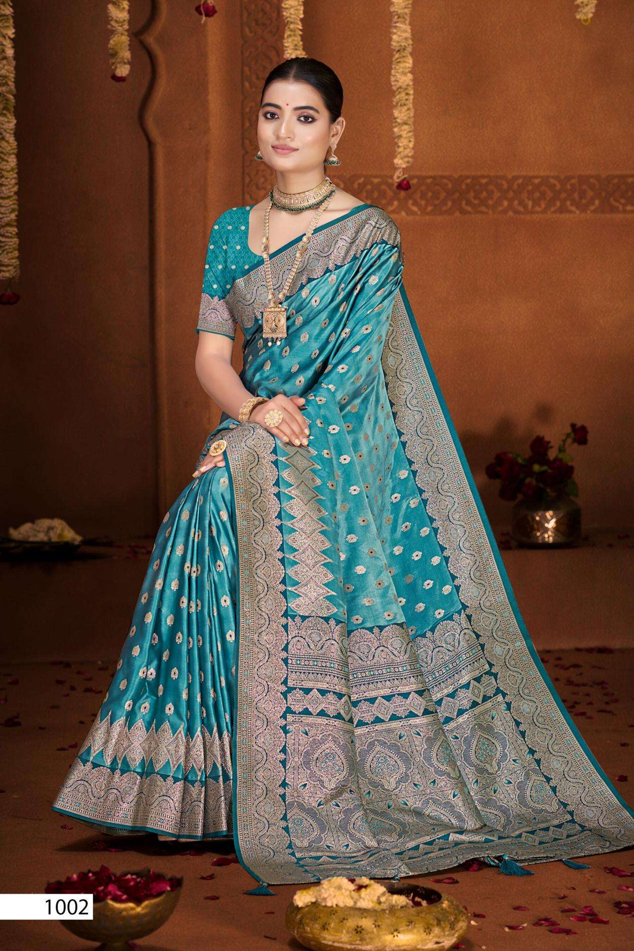 Saroj Gulzaar satin vol.7 series 1001 to 1004 satin silk saree wholesale surat