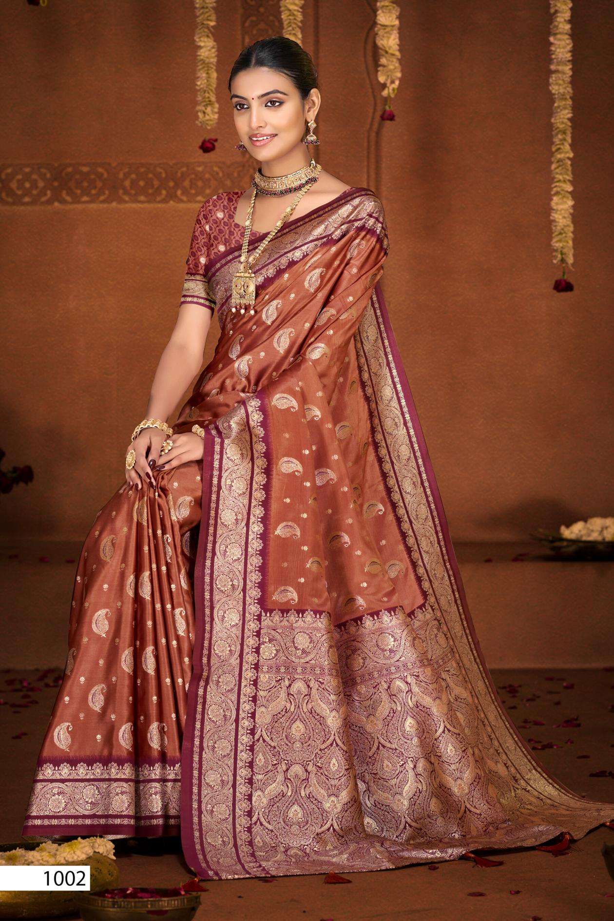 Saroj Gulzaar satin vol.8 series 1001 to 1004 satin silk saree in wholesale surat