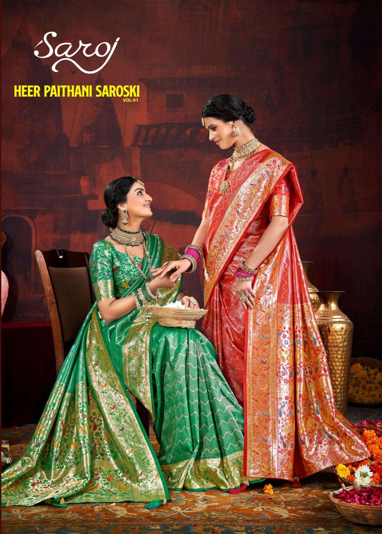 Saroj Heer paithani saroski vol 1 series 1001-1010 silk wholesale saree 