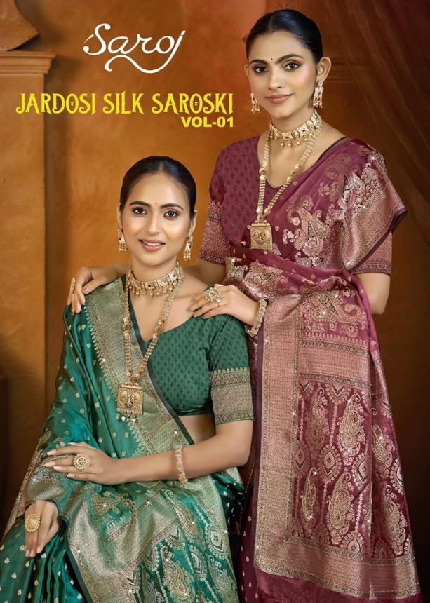 Saroj Jardosi satin saroski vol.1 series 1001 to 1005 Satin silk saree in wholesale surat