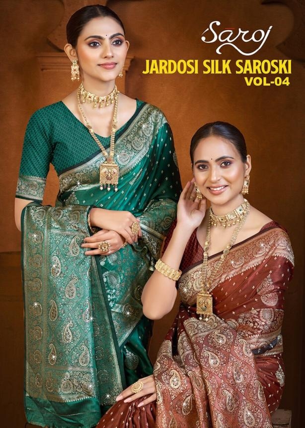 Saroj Jardosi satin saroski vol.4 series 1001 to 1005 Satin silk saree in wholesale surat