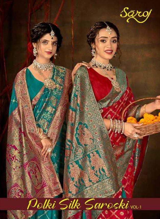Saroj Polki Silk saroski vol.1 50*600 series 1001 to 1006 silk saree in wholesale surat