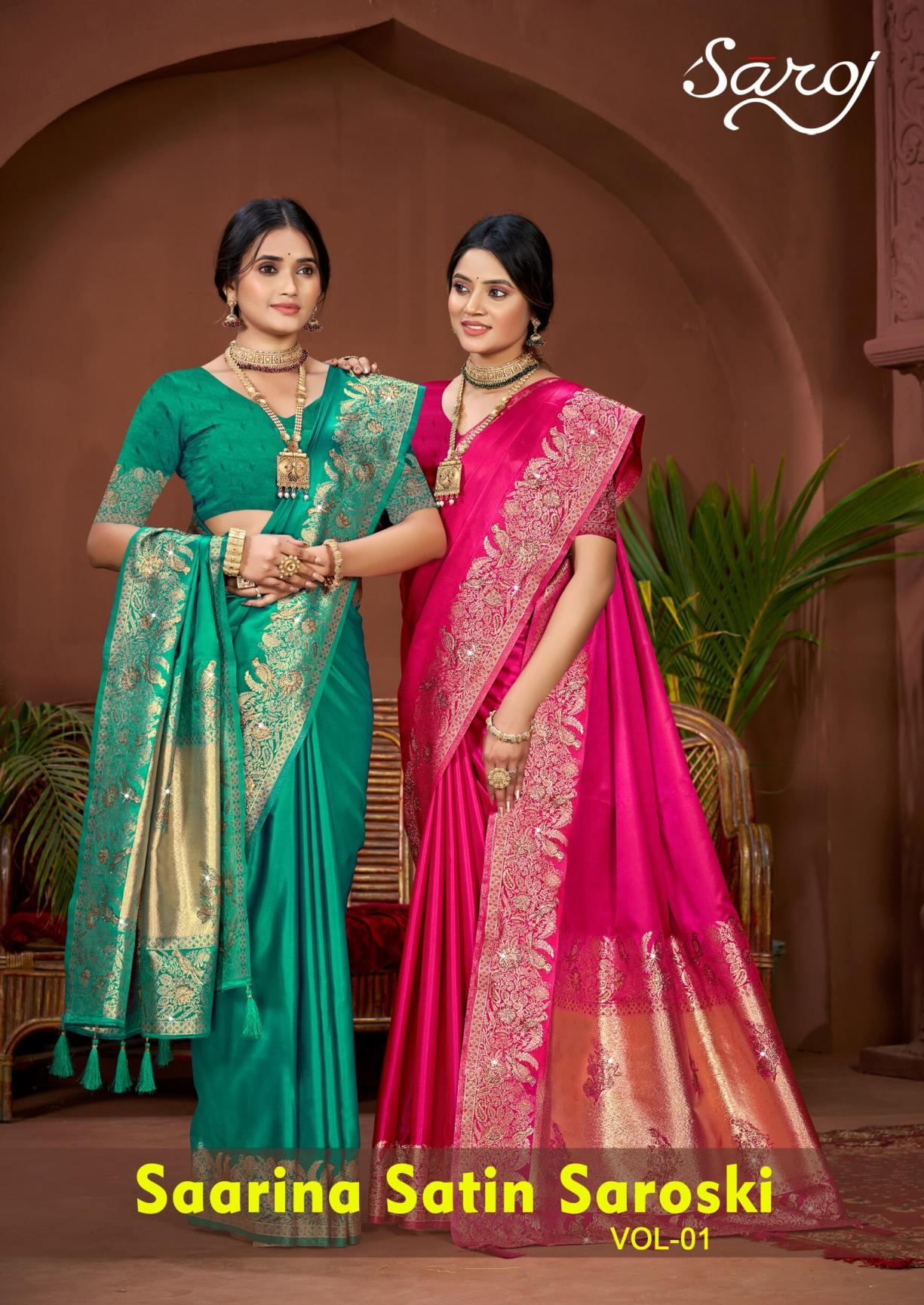 Saroj Saarina satin saroski vol 1 series 1001-1004 satin silk saree