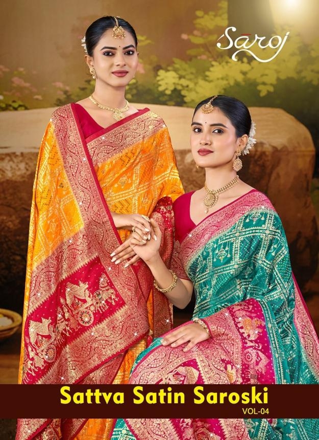 Saroj Sattva satin saroski vol 4 series 1001-1006 Satin silk wholesale saree