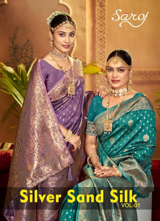 Saroj Silver sand silk vol.1 series 1001 to 1004 50*600 Silk Saree in wholesale surat