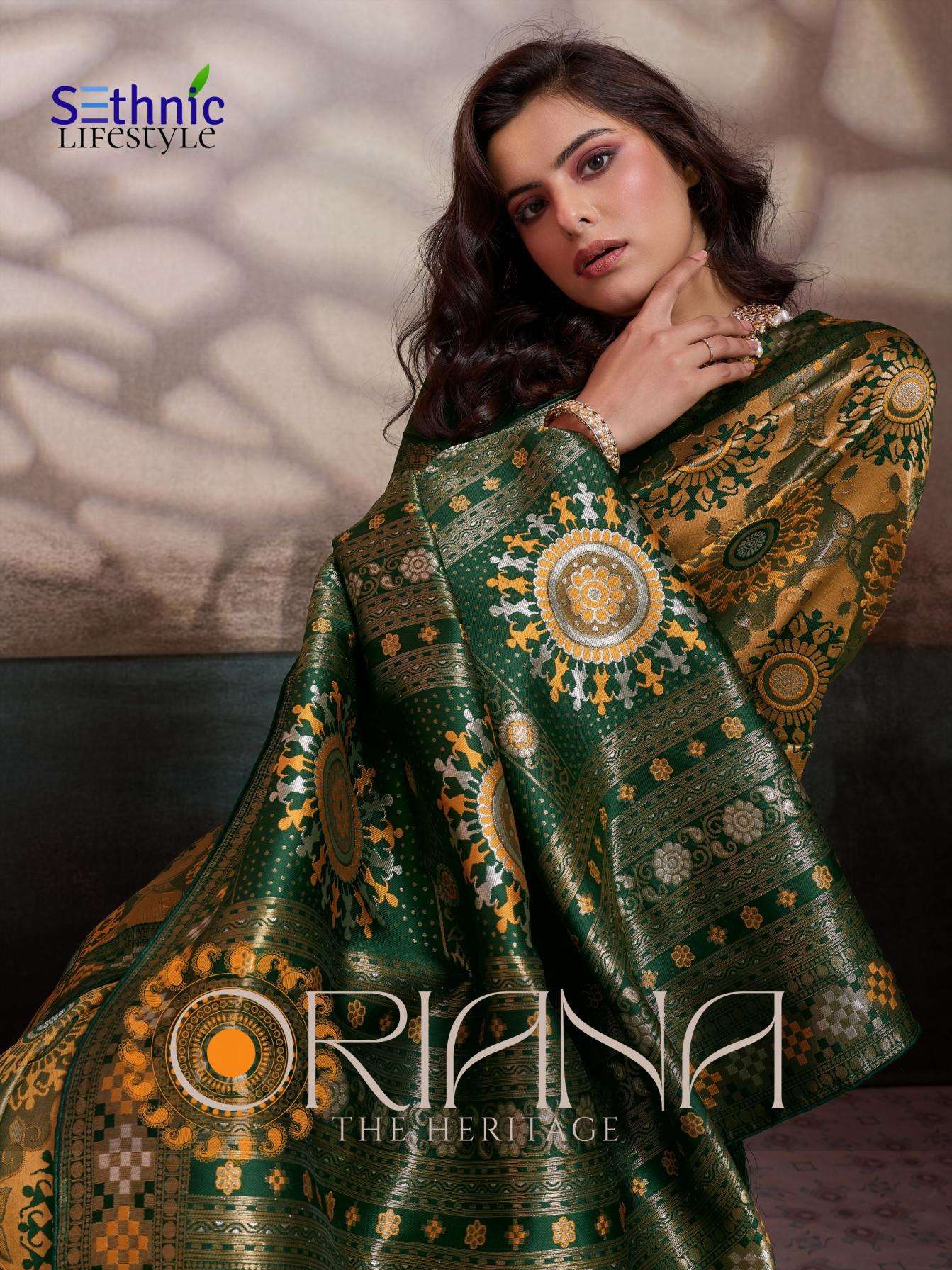 sethnic lifetstyle oriana series 115001 TO 115006 silk amazing meena kari sarees in wholesale surat