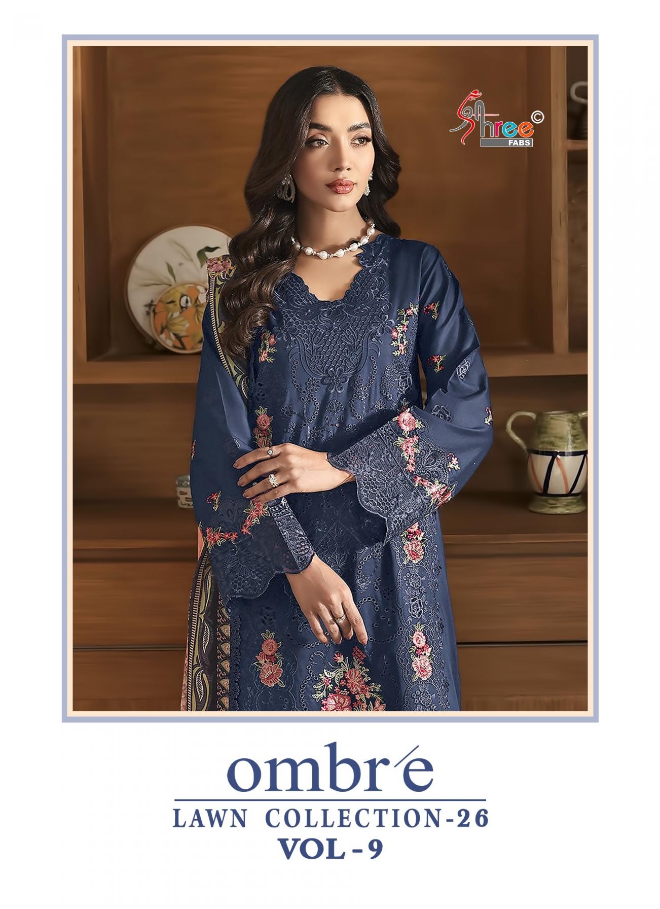 shree fab ombre lawn collection vol 9 series 4211-4218 pure cotton wholesale suit 