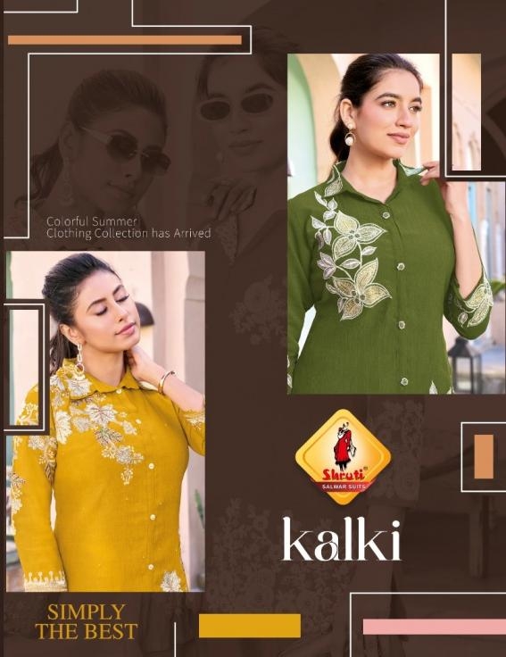 shruti suits kalki fully stitch viscose chinon classic co-ord sets in wholesale surat