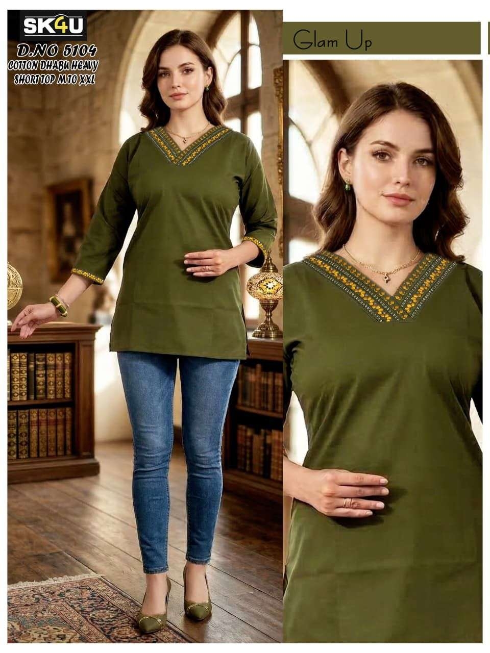 sk4u readymade trendy design cotton dhabu short tops