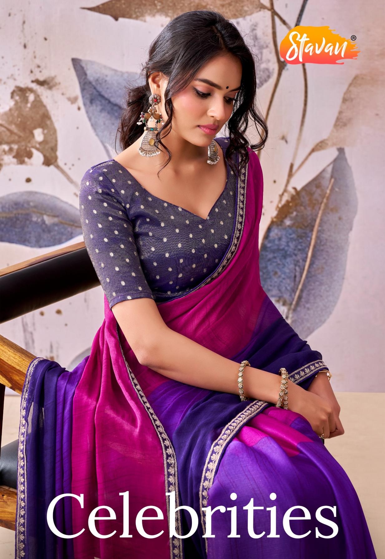 stavan celebrities series 1239 to 1243 chiffon embroided saree in wholesale surat