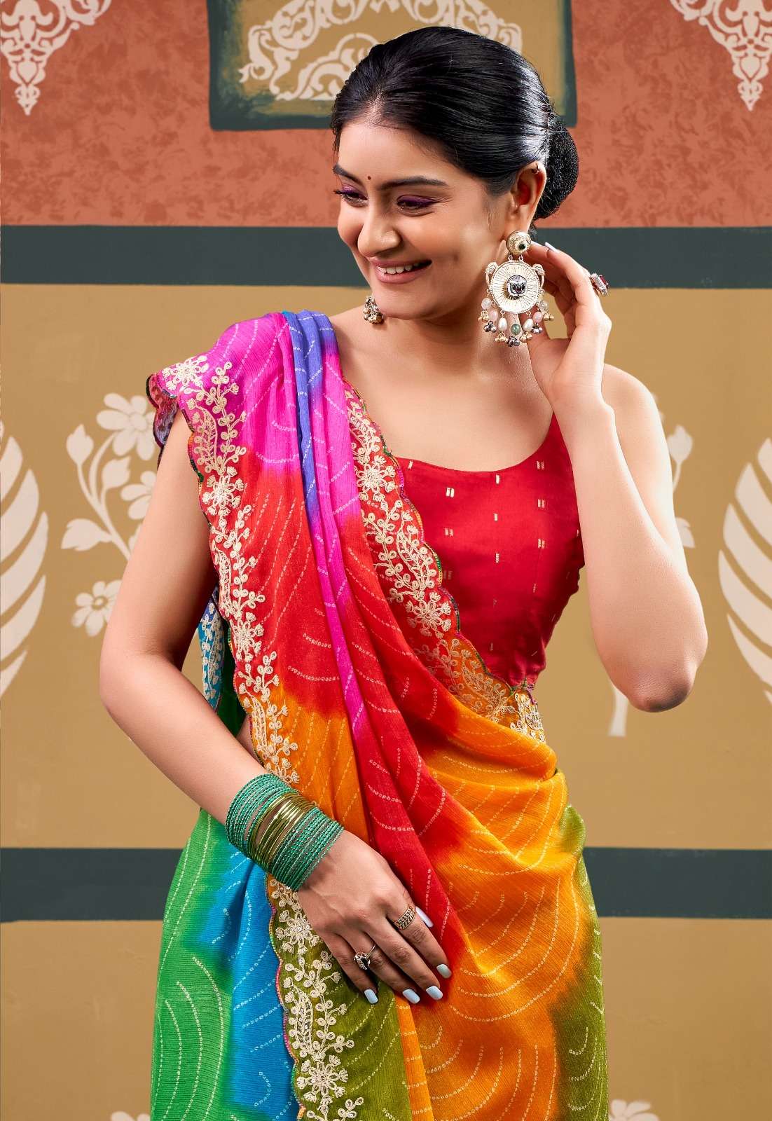 STAVAN RajRani Sparkal Chiffon With Embroidery Work wholesale saree