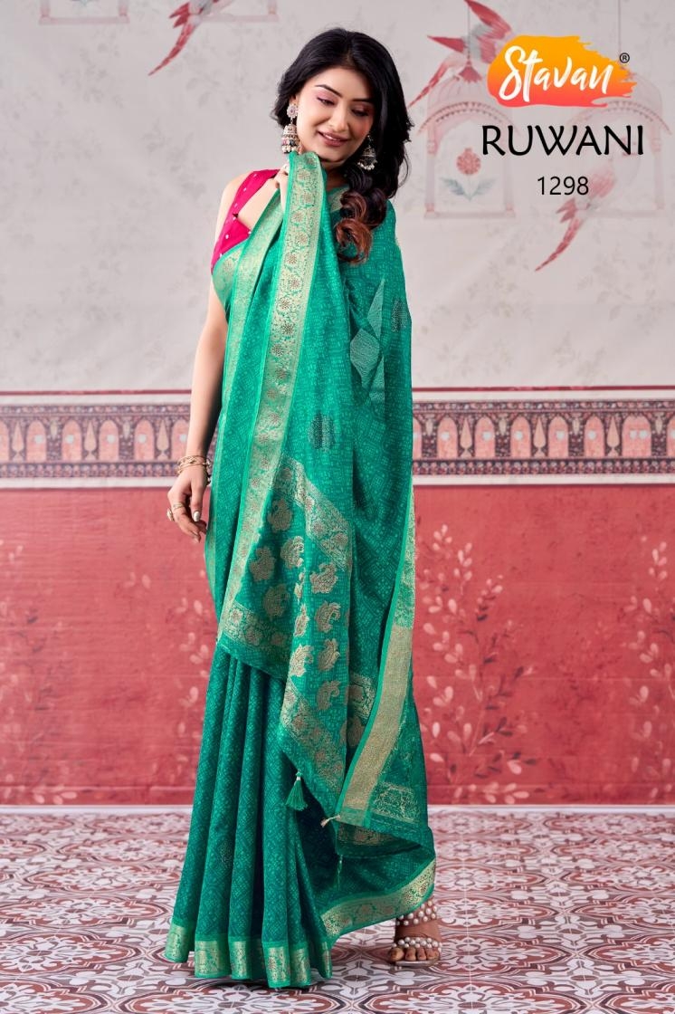 stavan ruwani series 1297-1306 georgette wholesale saree in surat 