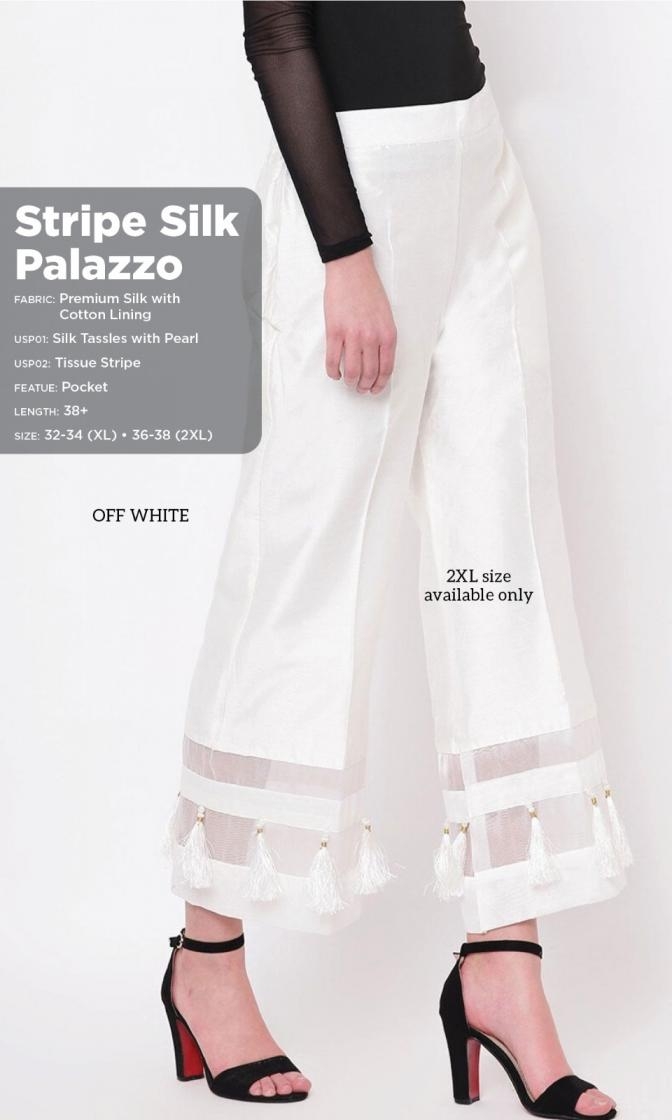 stripe silk palazzo silk with cotton lining fully stitch unique bottom