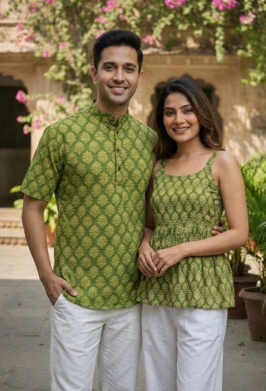 summer tops & mens shirt kurta couple special cotton printed attractive look collection