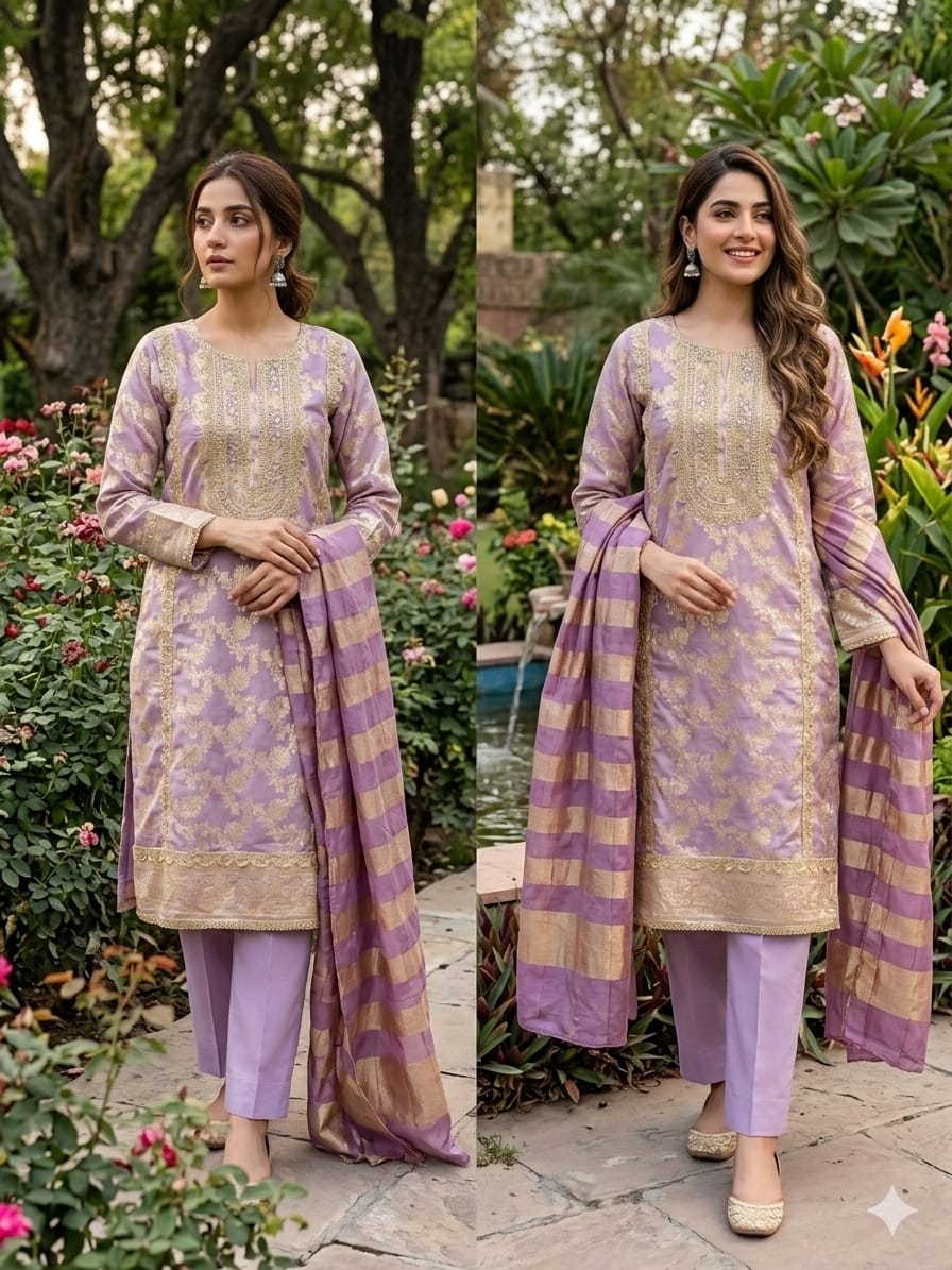 SUNDRI BANARASHI SILK WEAVING  ZAKARD KODDING PATCH WORK wholesale suit