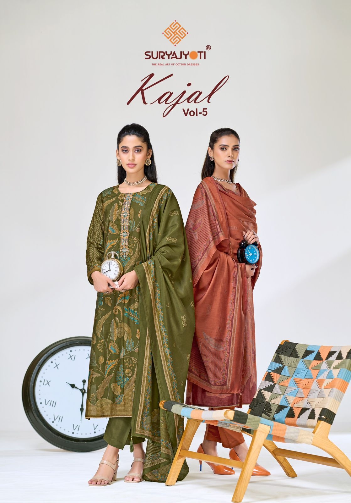 Suryajyoti Kajal Vol-5 series 5001-5006 Jaam Satin wholesale suit 