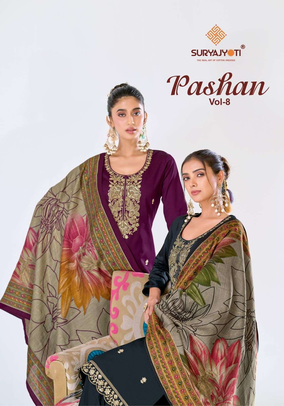 suryajyoti pashan vol 8 series 8001-8006 jam satin dress material