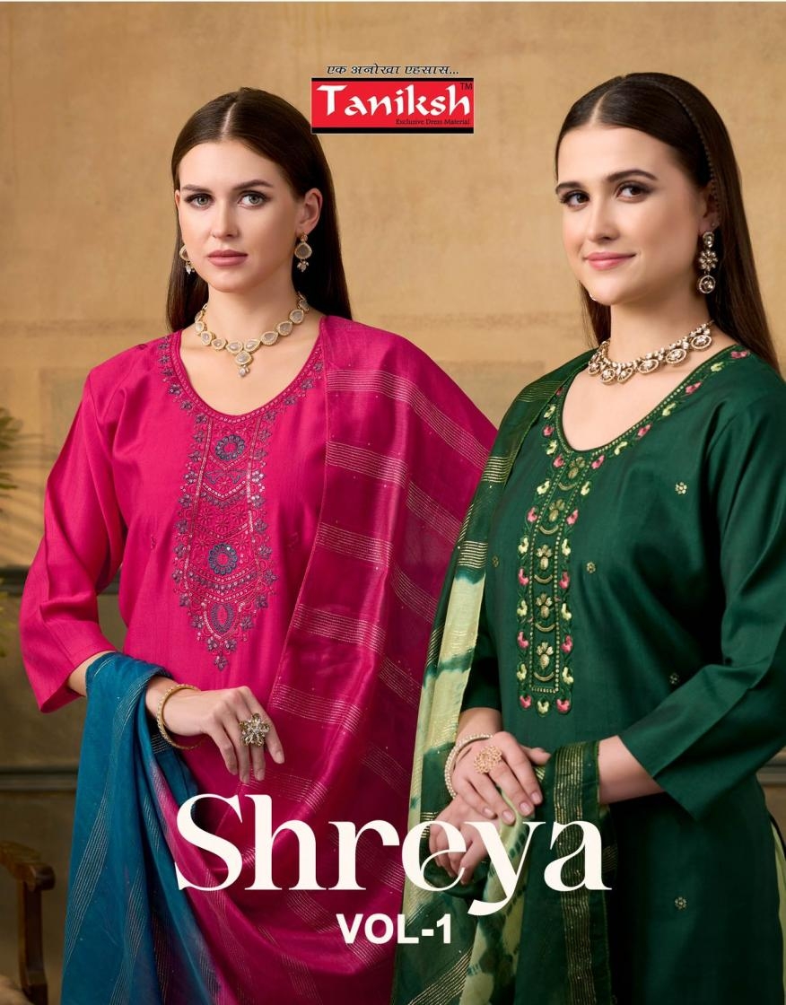 taniksh shreya vol 1 series 1001 to 1008 vertical full stitch suit in wholesale surat