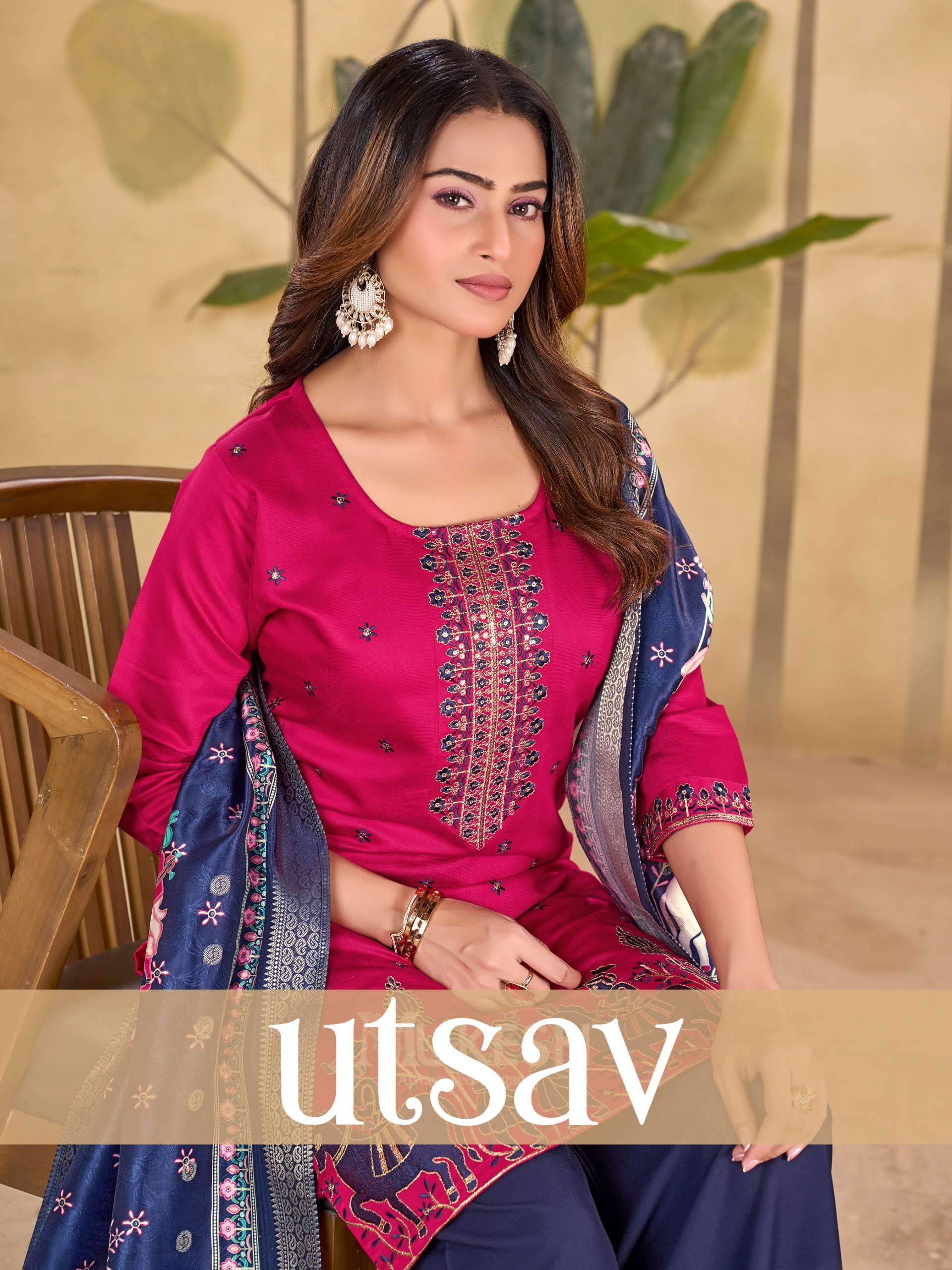 UTSAV GADHWAL SILK WITH HEAVY EMBROIDERY wholesale single suit