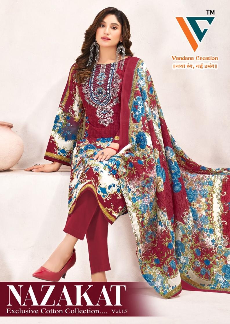 vandana‎ creation nazakat vol 15 series 1501 to 1508 cotton pretty salwar kameez in wholesale surat