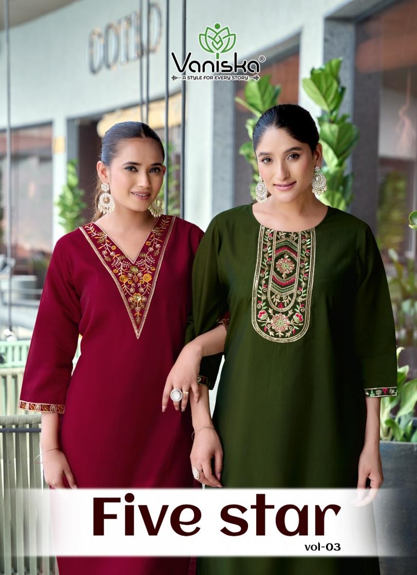 vaniska colourpix five star vol 3 series 3001-3008 vetican silk kurti