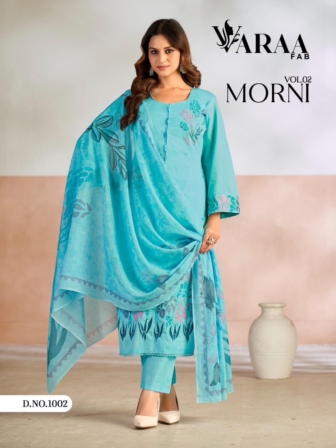 varra fab morni vol 2 series 1001 to 1005 cotton pretty suit in wholesale surat