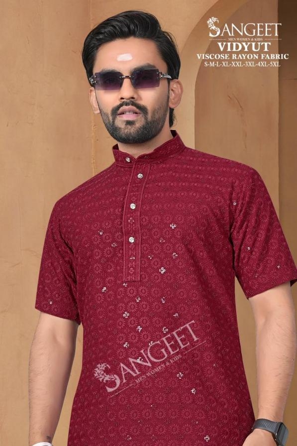 vidyut series 1001-1006 viscose rayon mens readymade half sleeves plus size kurta