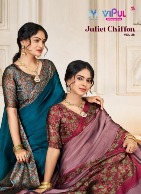 vipul juliet chiffon Vol 26 series 94005 to 94016 amazing saree in wholesale surat
