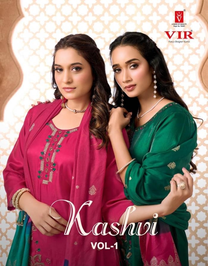 vir kashvi vol 1 series 1001 to 1008 glass roman readymade suit in wholesale surat