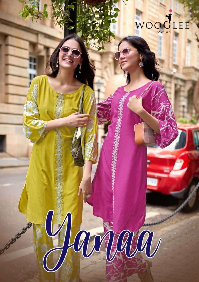 wooglee yanaa series 4001-4005 rayon kurti with pant