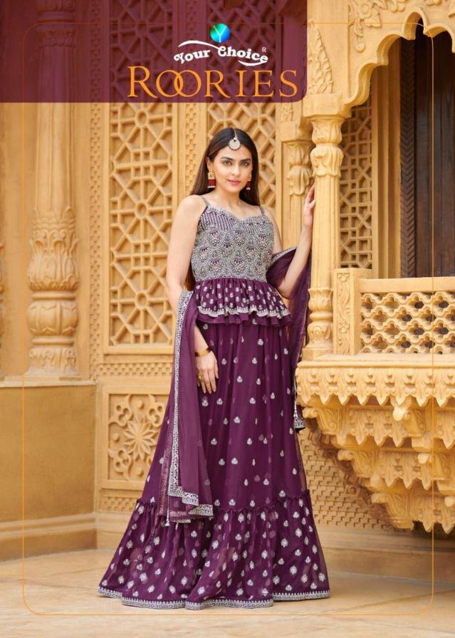 your choice roories series 4289 to 4293 readymade blooming georgette top skirt dupatta in wholesale surat