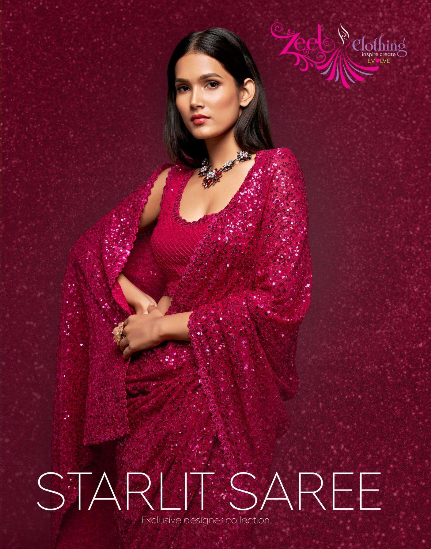 zeel clothing the starlit series 1001-1011 georgette stylish party wear sarees