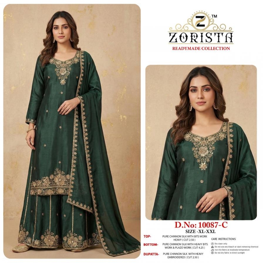 zorista 10087 chinon silk readymade pakistani plazzo suits