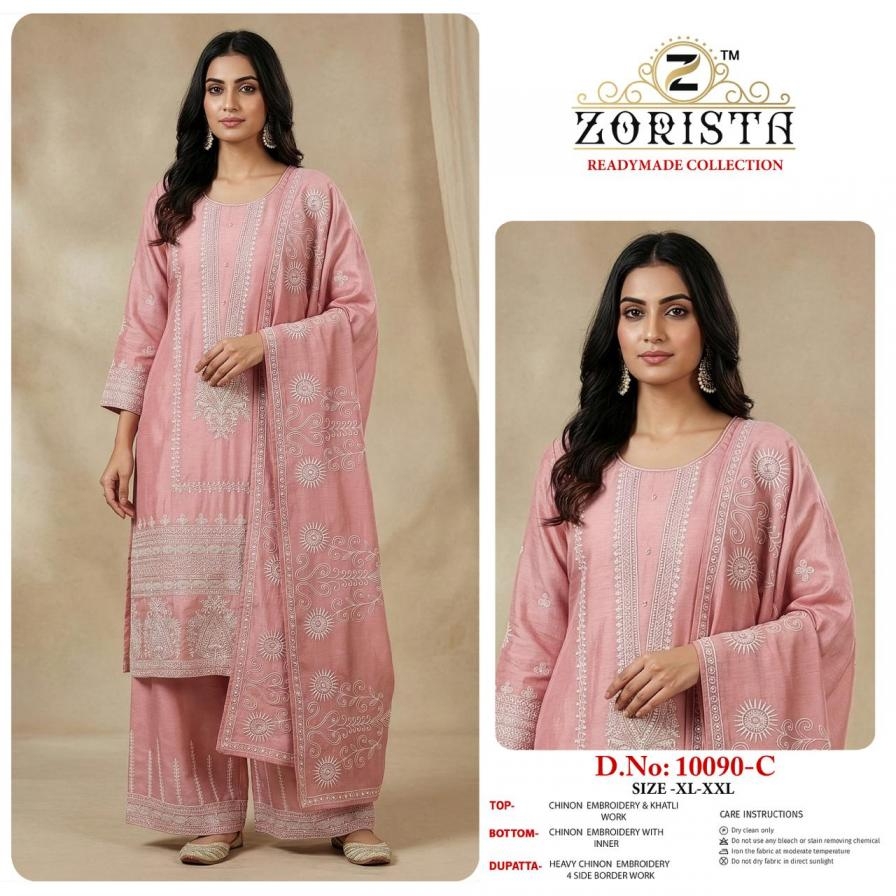 zorista 10090 A to D chinon silk fully stitch pakistani suits in wholesale surat