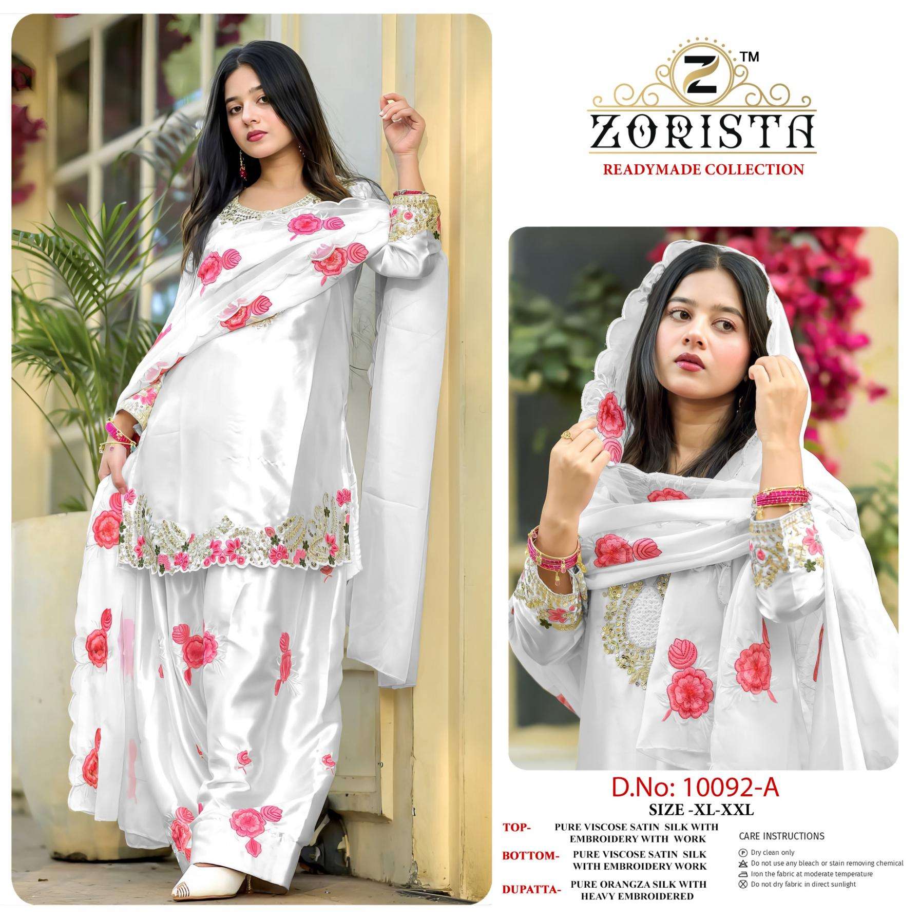 zorista 10092 fully stitch satin silk pakistani syle kurti plazzo with dupatta