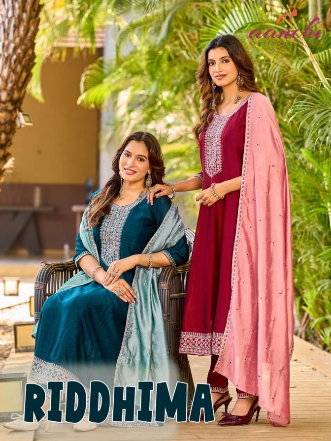 aanchi riddhima vichitra silk wholesale readymade suit