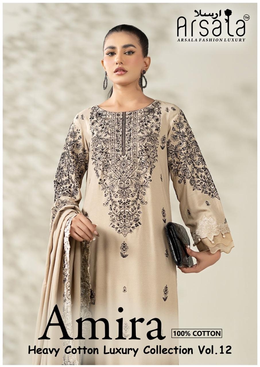 Arsala Amira Vol-12 series 1201-1206 Heavy Lawn Cotton Printed wholesale suit 