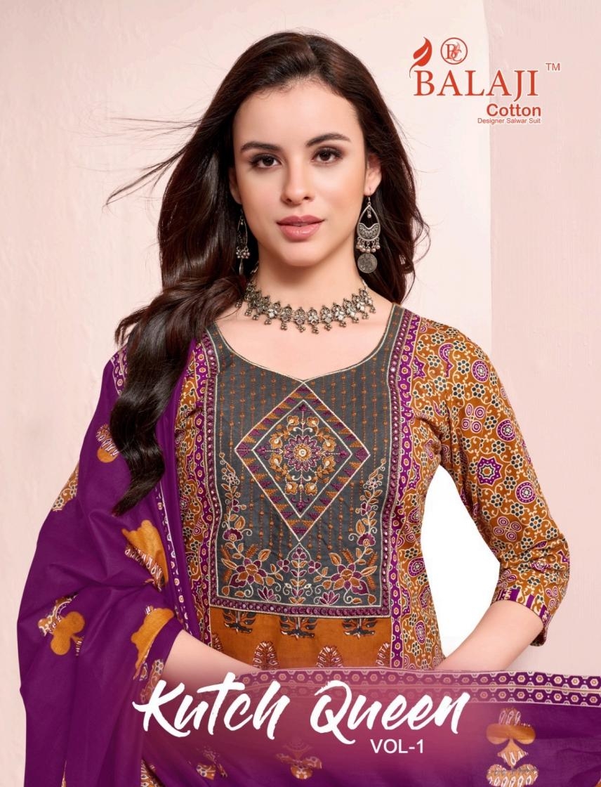 balaji cotton kutch queen series 1001-1008 cotton readymade suit in surat 