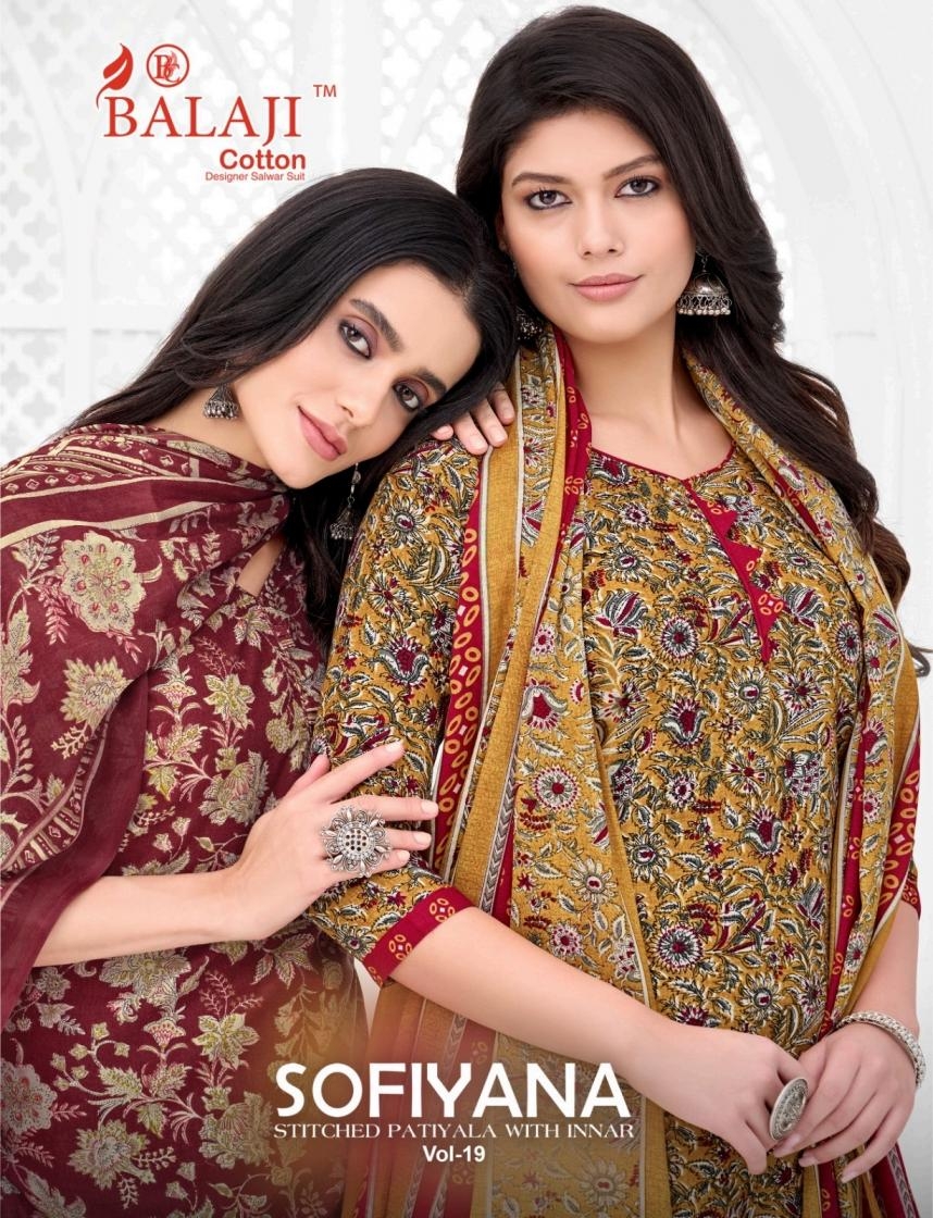 balaji cotton sofiyana vol 19 series 19001-19012 cotton readymade suit in surat 